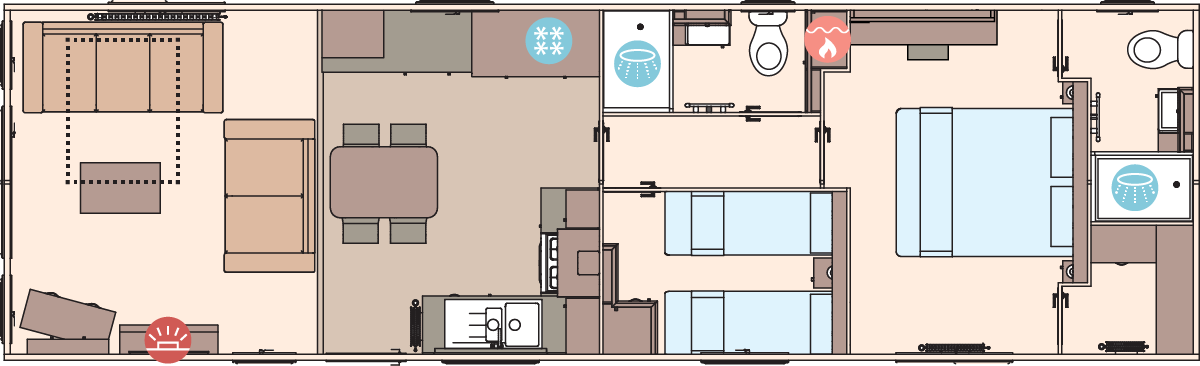 The Windermere 40ft x 12ft x 2 Bedroom  floorplan