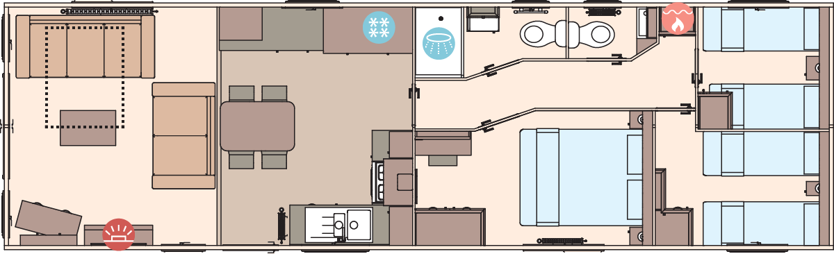 The Windermere 40ft x 12ft x 3 Bedroom  floorplan