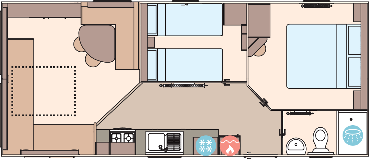 The Coworth 28ft x 12ft x 2 Bedroom  floorplan