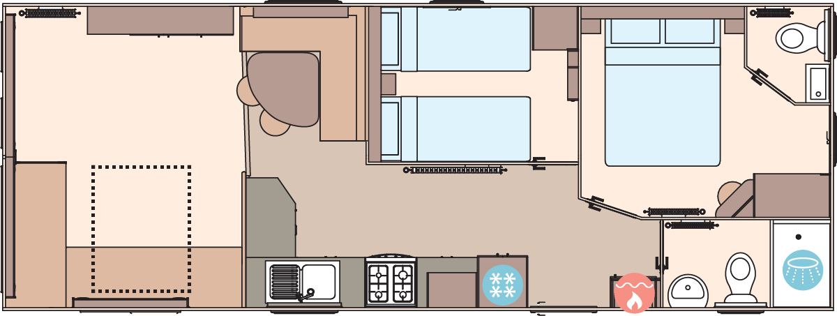 The Coworth 32ft x 12ft x 2 Bedroom  floorplan