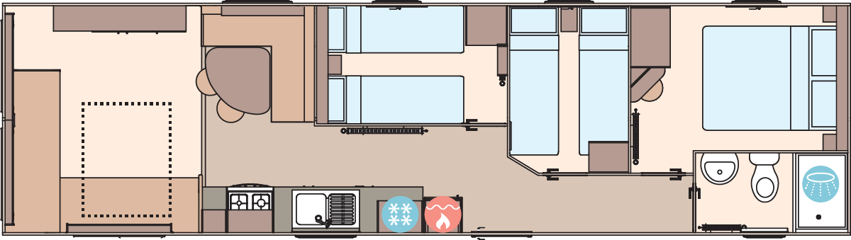 The Coworth 36ft x 10ft x 3 Bedroom  floorplan