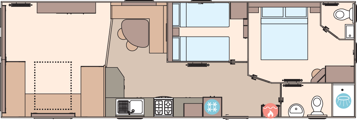The Coworth 36ft x 12ft x 2 Bedroom floorplan