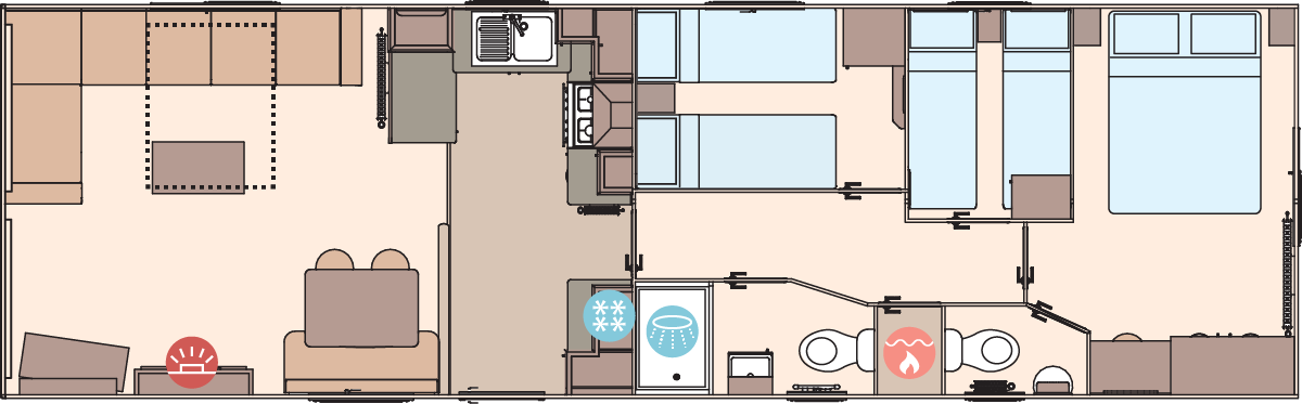 The Keswick 39ft x 12ft x 3 Bedroom floorplan